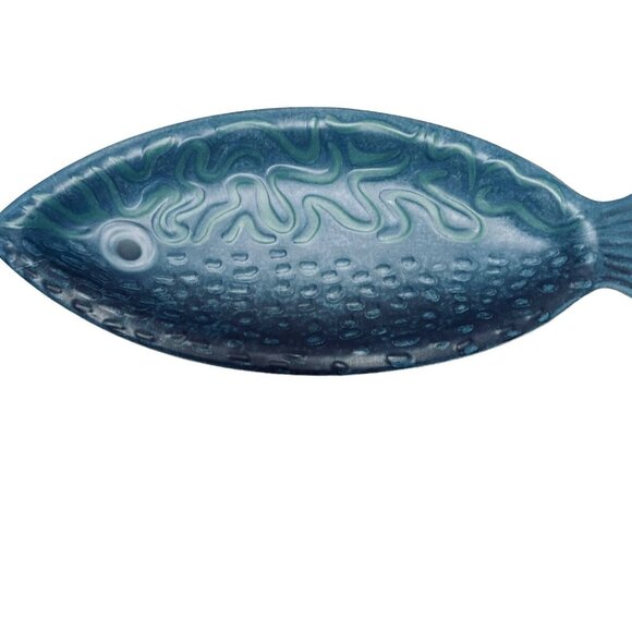 Opalhouse 2 Navy Blue Fish Serving Dish Platter Bambod Melamine Collectible 16" - Picture 2 of 12